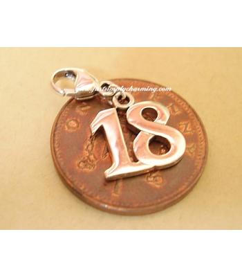 Eighteen 18 Clip-On Sterling Silver Charm