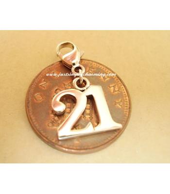 Sterling Silver Twenty One 21 Clip-On Charm