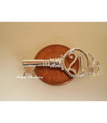 Sterling Silver Twenty One  21 Key Charm or Pendant