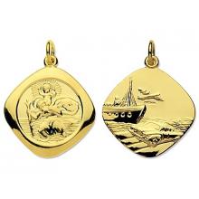 9ct Gold Large Reversible Square St Christopher