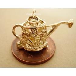 Watering Can Opening to Flower 9ct Gold Charm