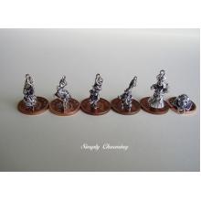 Alice In Wonderland Set of Six Sterling Silver Charms