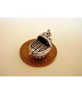 Sterling Silver Charms - Baby in Basket Opening Charm