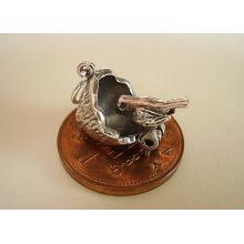 Sterling Silver Charms - Bird on Coconut Moving Charm