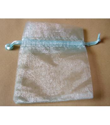 Blue Organza Bag with Drawstring