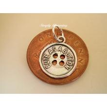 Cute as a Button Sterling Silver Charm