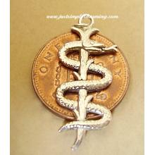 Rod Of Asclepius Medical Sterling Silver Charm / Pendant