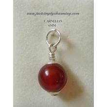 6mm Genuine Carnelian Sterling Silver Charm