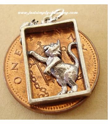 Cat & Mouse in Window Sterling Silver Charms