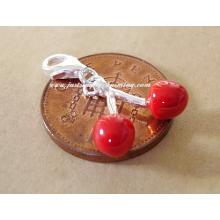 Enamelled Sterling Silver Red Cherries Clip-On Charm