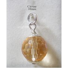 Citrine (November) Genuine 10mm Sterling Silver Charm