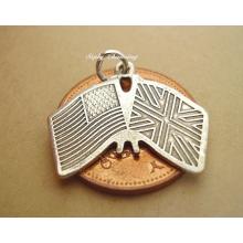 Colonial Flags Stars & Stripes/Union Jack Sterling Silver Charm