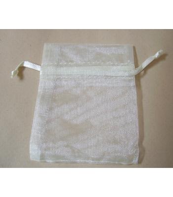 Cream Organza Bag With Drawstring
