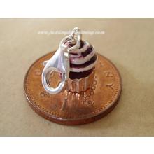 Enamelled Sterling Silver Fairy Cupcake / Muffin Clip-On Charm