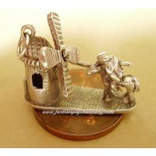 Don Quixote Tilting Windmills Sterling Silver Charm