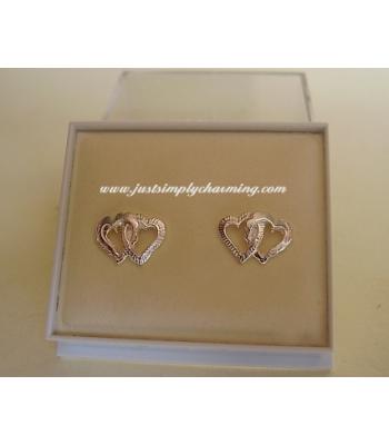 Sterling Silver Double Heart Stud Earrings