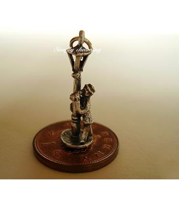 Drunken Man on Lampost Sterling Silver Charm