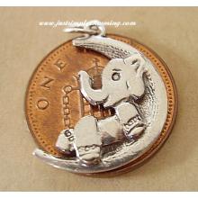 Elephant On Moon Sterling Silver Charms