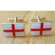 Enamelled England St George Cross Flag Sterling Silver Cufflinks