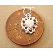Miniature Filigree Heart Silver Charm