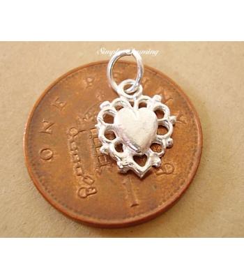 Miniature Filigree Heart Silver Charm
