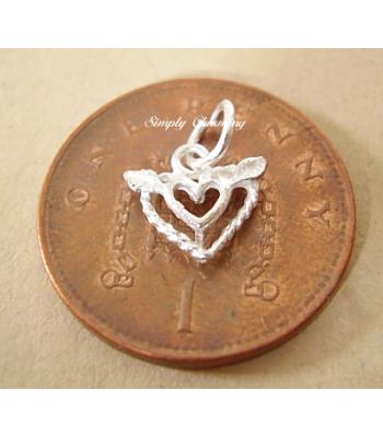 Miniature Heart With Wings Silver Charm