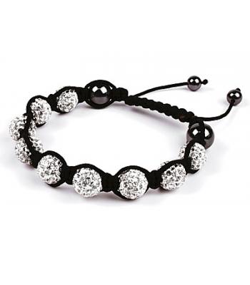 White Coloured Shamballa Style Crystal Hematite Bracelet