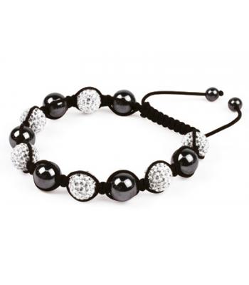 White Coloured Shamballa Style Crystal Hematite Fusion Bracelet