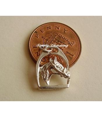 Horses Head in Stirrup Sterling Silver Charm