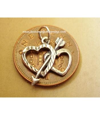 Double Heart and Arrow Sterling Silver Charm