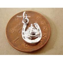 Miniature Horses Head in Horseshoe Silver Charm