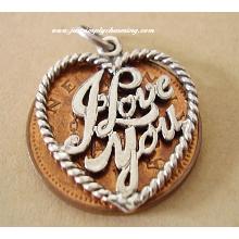 I Love You Sterling Silver Heart Charms