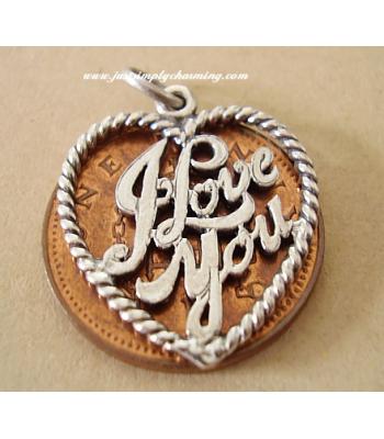 I Love You Sterling Silver Heart Charms