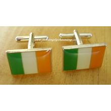 Enamelled Ireland Irish Flag Sterling Silver Cufflinks