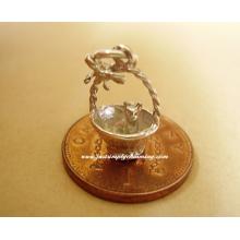 Kitten In a Basket Sterling Silver Charm