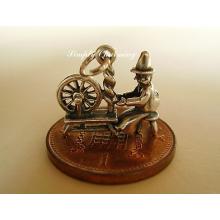 Welsh Lady at Spinning Wheel Sterling Silver Charm