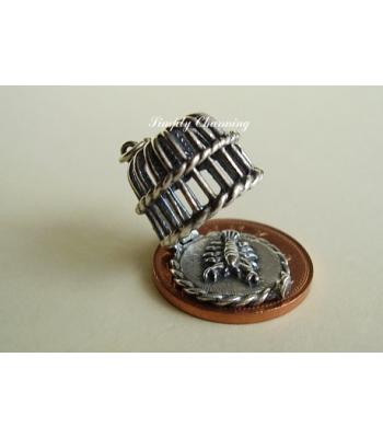Lobster Pot Opening Sterling Silver Charm