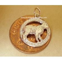 Isle Of Man Manx Cat In Surround Sterling Silver Charm