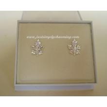 Sterling Silver Maple Leaf Stud Earrings