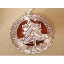 Merry Christmas Tree in Decorative Surround Silver Charms