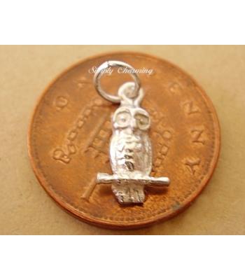 Miniature Owl Silver Charm