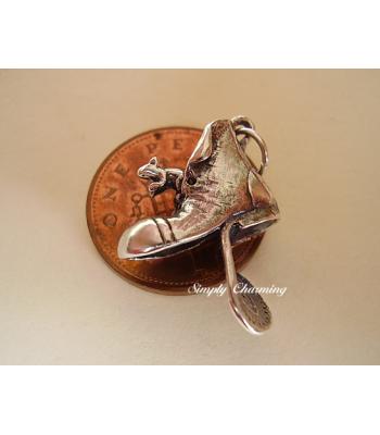 Mouse in Old Boot Sterling Silver Charm