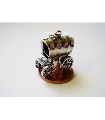 Wild West Wagon Opening Sterling Silver Charm