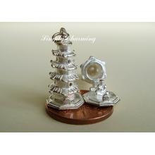 Pagoda Temple Opening Sterling Silver Charm