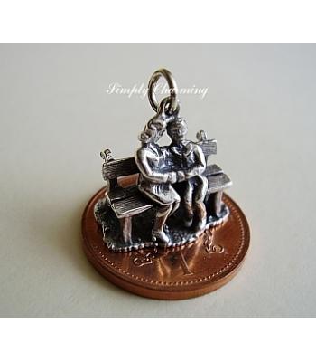 Lovers on Bench Sterling Silver Charm