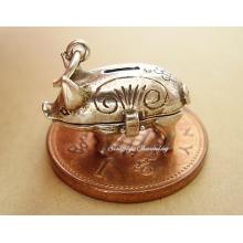 Piggy Bank Opening Sterling Silver Charm