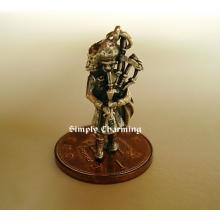 Scottish Bagpiper Sterling Silver Charm