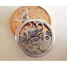Pisces Zodiac Sterling Silver Charm or Pendant