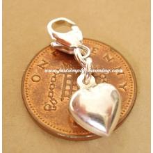 Sterling Silver Puffed Heart Clip-On Charm