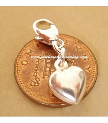 Sterling Silver Puffed Heart Clip-On Charm